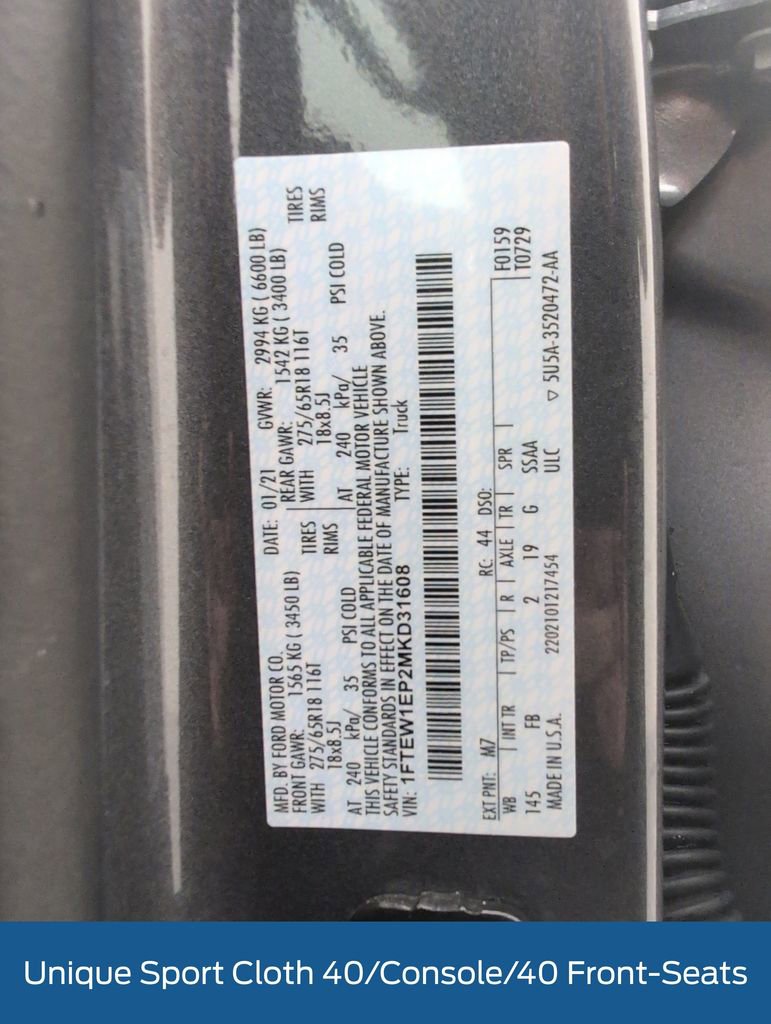 Certified 2021 Ford F150 XLT w/ Equipment Group 302A High AWD/4WD image 41