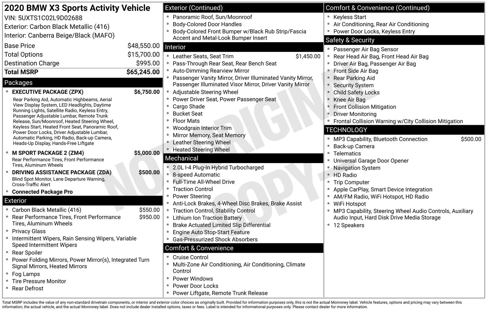 Used 2020 BMW X3 xDrive30e w/ Executive Package