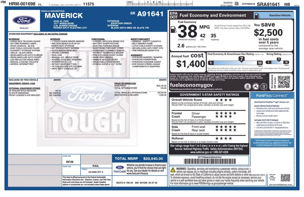 Certified 2025 Ford Maverick XL FWD image 6