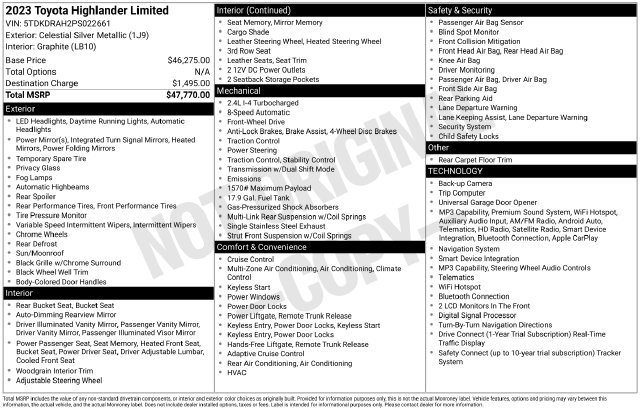 Used 2023 Toyota Highlander Limited FWD image 29