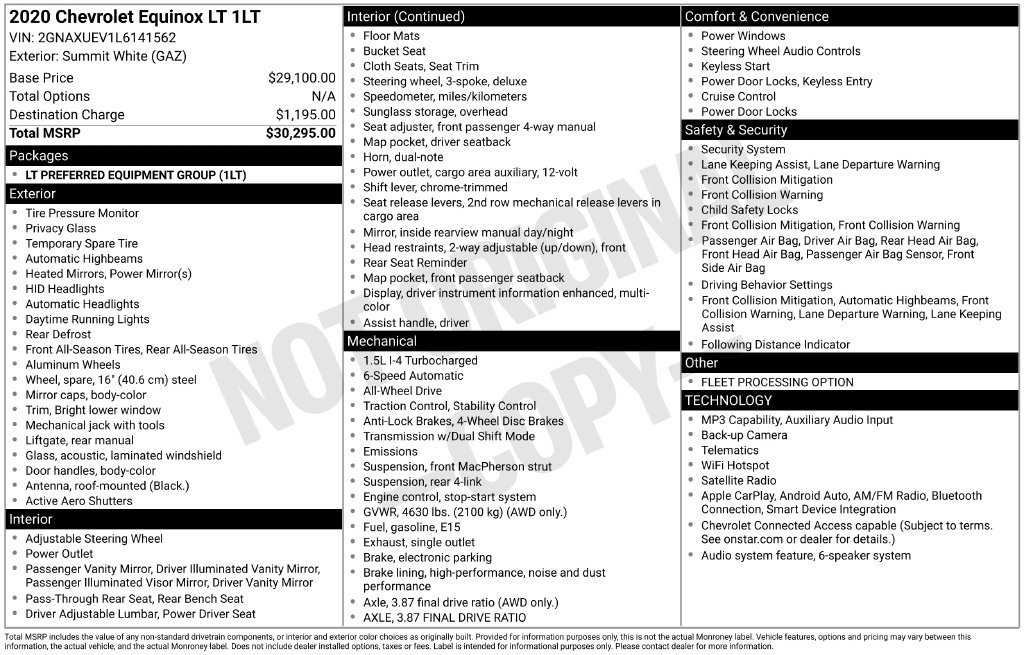Used 2020 Chevrolet Equinox LT AWD/4WD image 3