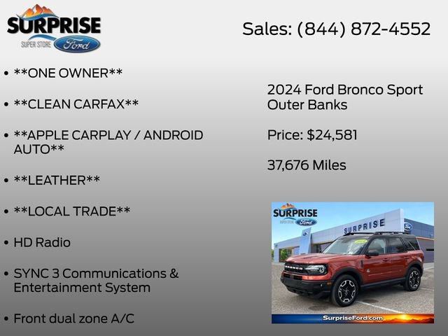 Certified 2024 Ford Bronco Sport Outer Banks w/ Tech Package AWD/4WD image 13