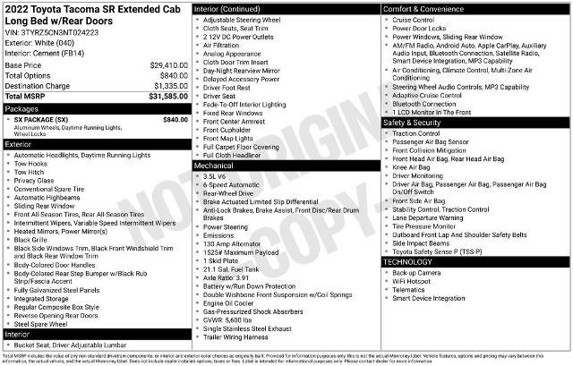 Used 2022 Toyota Tacoma SR w/ SX Package RWD image 5