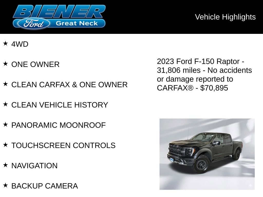 Certified 2023 Ford F150 Raptor w/ Blue Interior Package AWD/4WD image 9
