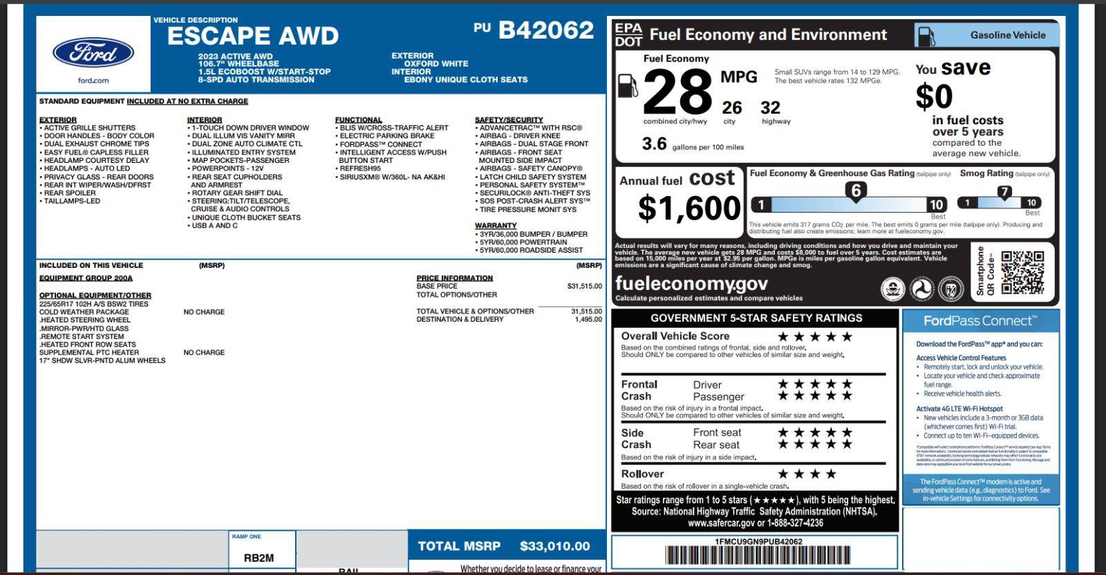 Certified 2023 Ford Escape Active AWD/4WD image 5
