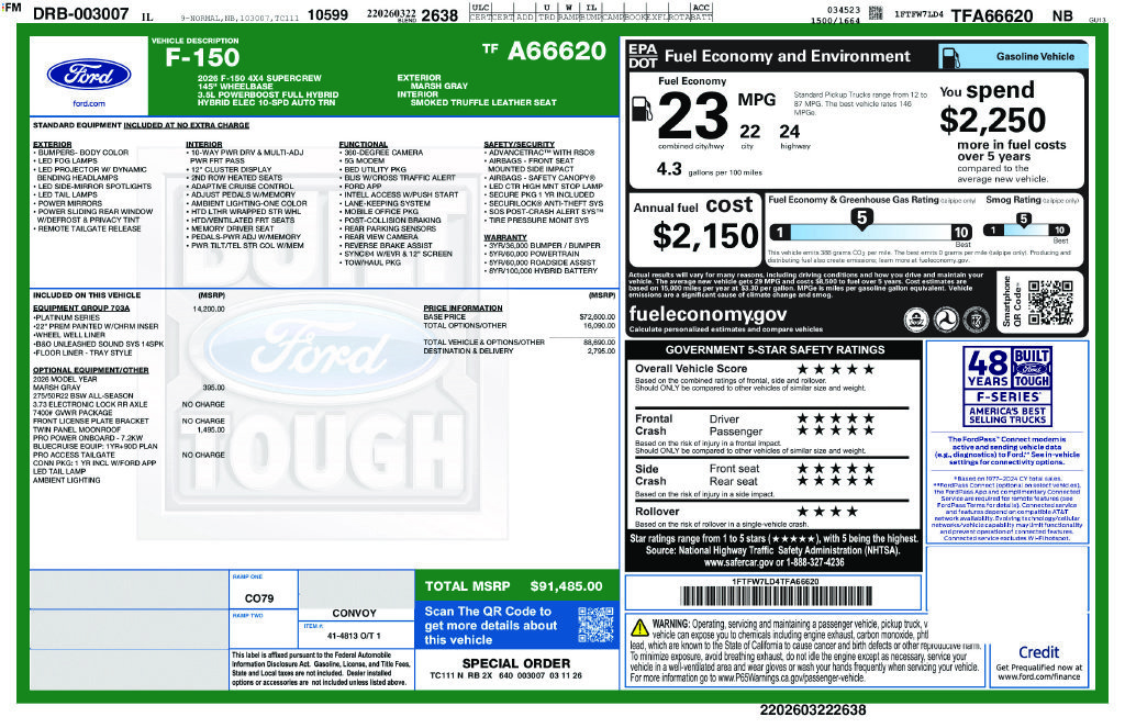 Certified 2026 Ford F150 Platinum w/ Equipment Group 703A Plus AWD/4WD image 38