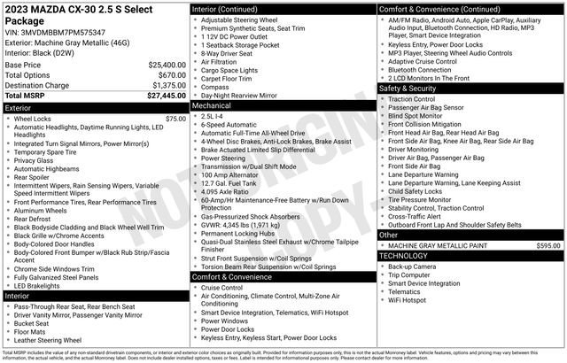 Used 2023 MAZDA CX-30 AWD 2.5 S w/ Select Package image 28