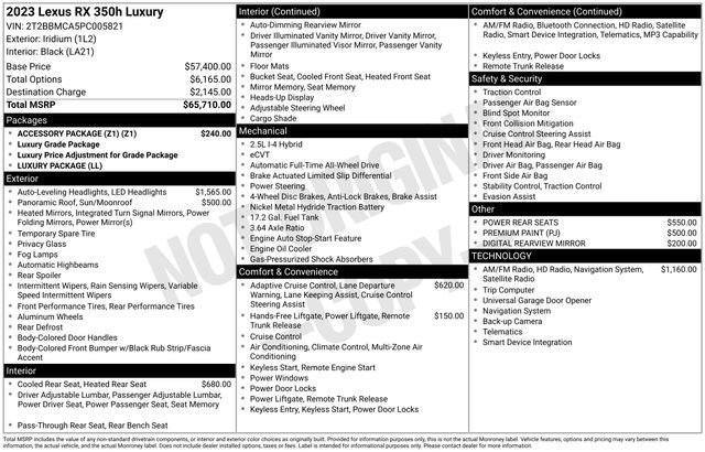 Used 2023 Lexus RX 350 w/ Accessory Package (Z1) AWD/4WD image 40