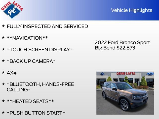 Certified 2022 Ford Bronco Sport Big Bend w/ Convenience Package image 32