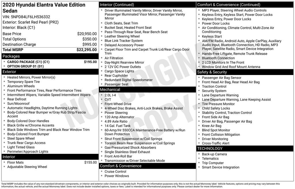 Used 2020 Hyundai Elantra Value Edition w/ Cargo Package (C1) image 27