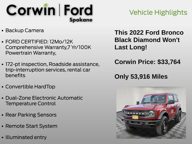 Certified 2022 Ford Bronco Black Diamond AWD/4WD image 7