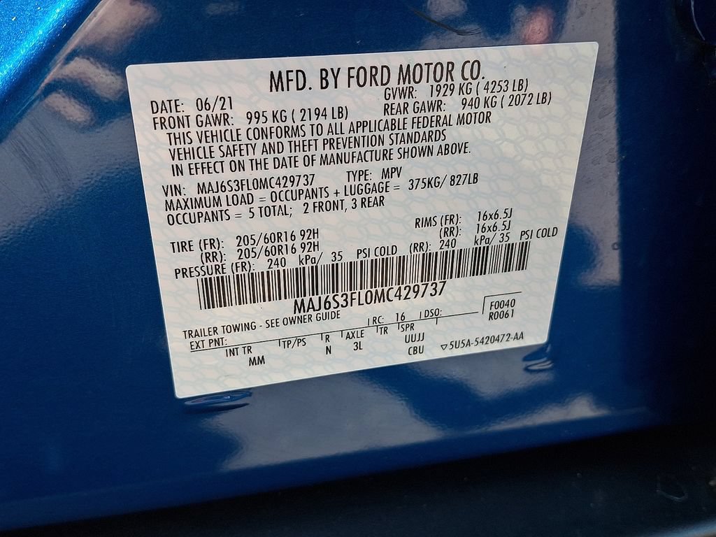 Certified 2021 Ford EcoSport S AWD/4WD image 27