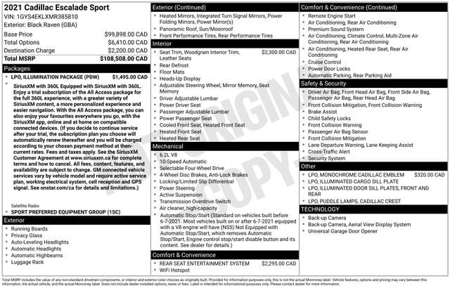 Used 2021 Cadillac Escalade Sport w/ LPO, Illumination Package AWD/4WD image 33