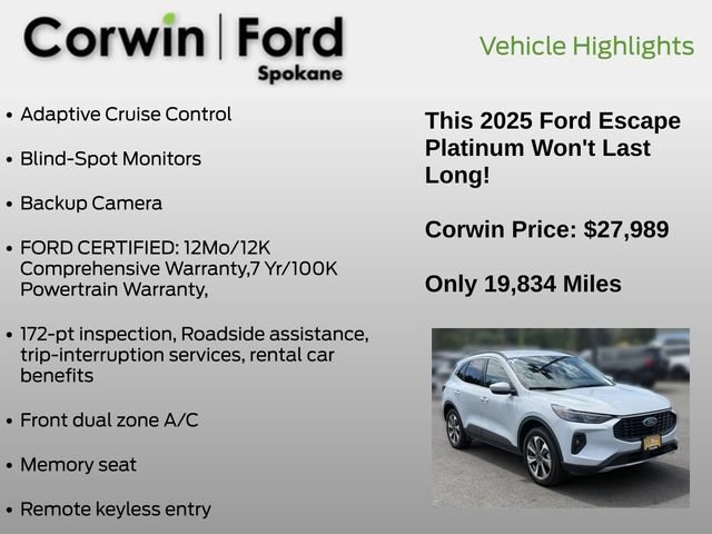 Certified 2025 Ford Escape Platinum AWD/4WD image 7