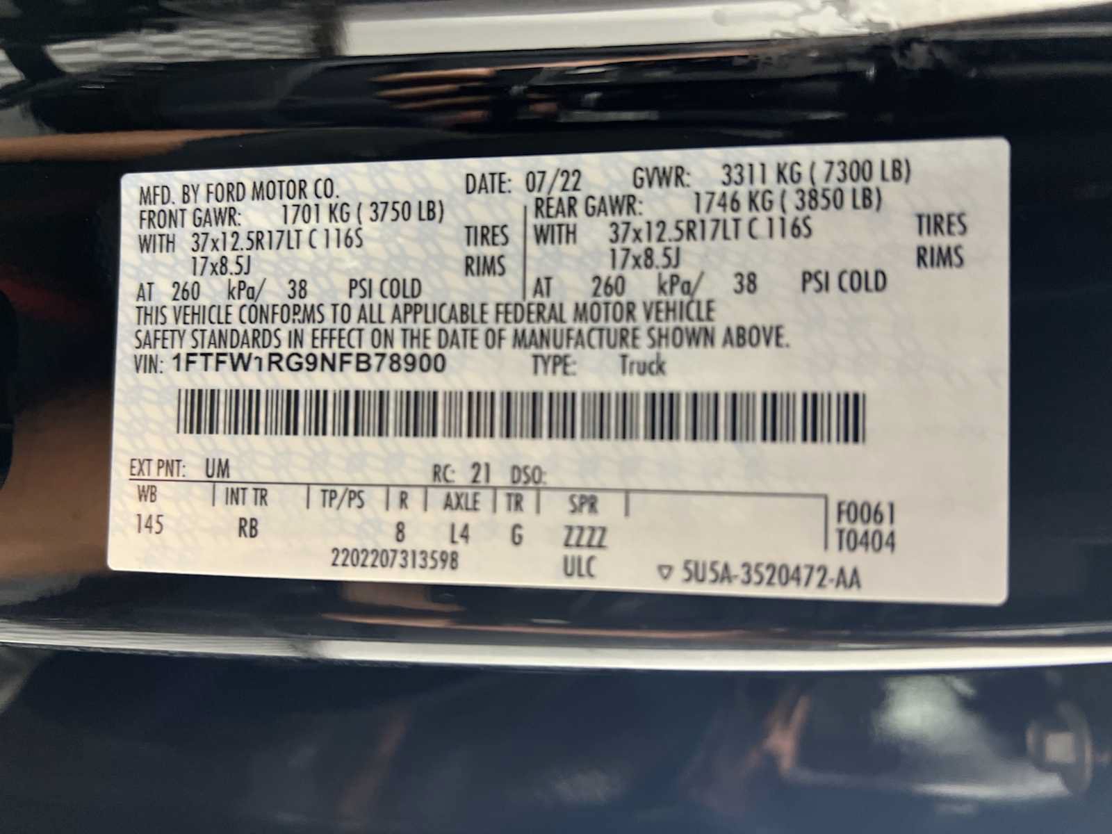 Certified 2022 Ford F150 Raptor w/ Raptor 37 Performance Package AWD/4WD image 31