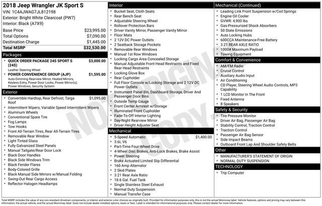 Used 2018 Jeep Wrangler Sport AWD/4WD image 9