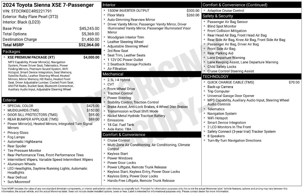 Used 2024 Toyota Sienna XSE w/ XSE Premium Package FWD image 7
