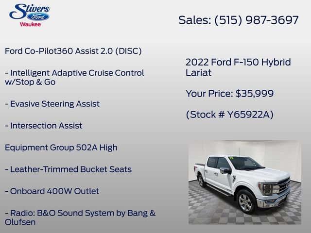 Certified 2022 Ford F150 Lariat w/ Equipment Group 502A High AWD/4WD image 8