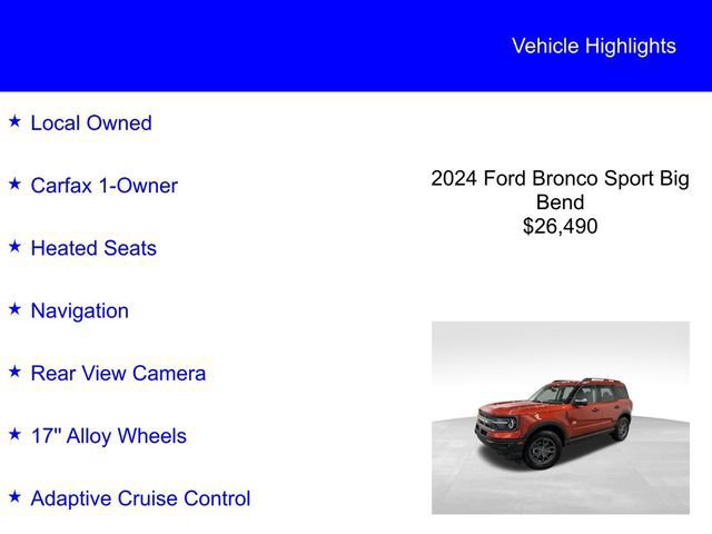 Certified 2024 Ford Bronco Sport Big Bend w/ Convenience Package image 3