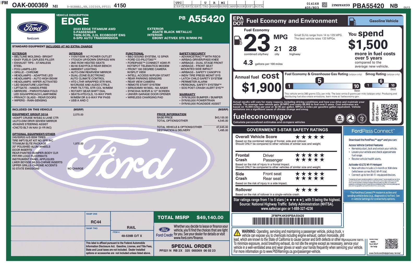 Certified 2023 Ford Edge Titanium w/ Equipment Group 301A AWD/4WD image 5
