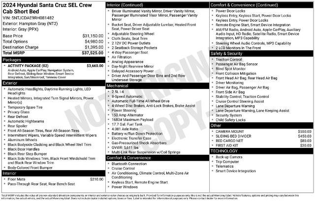 Used 2024 Hyundai Santa Cruz SEL w/ Activity Package AWD/4WD image 8