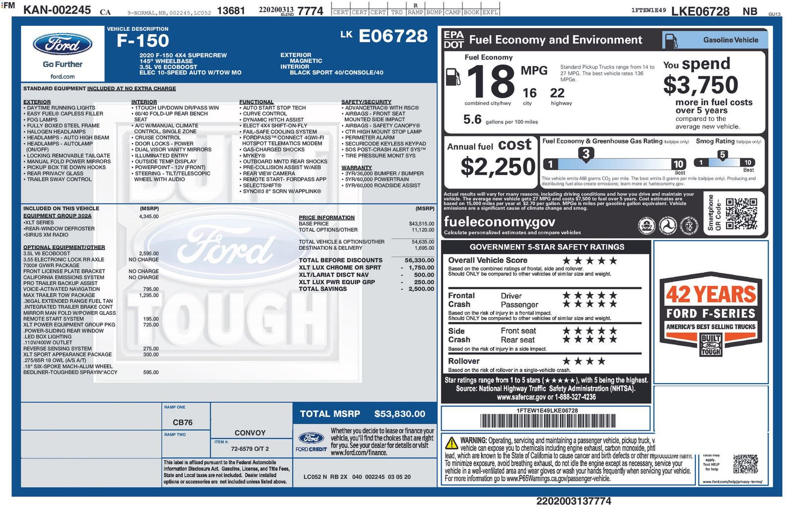 Certified 2020 Ford F150 XLT w/ Equipment Group 302A Luxury AWD/4WD image 17