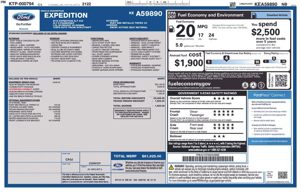 Certified 2019 Ford Expedition XLT w/ Equipment Group 202A RWD image 33