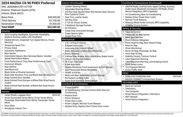 Used 2024 MAZDA CX-90 Plug-In Hybrid w/ Preferred AWD/4WD image 7