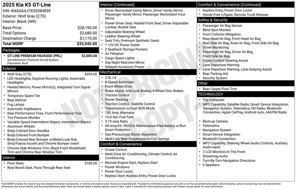 Used 2025 Kia K5 GT-Line w/ GT-Line Premium Package FWD image 7