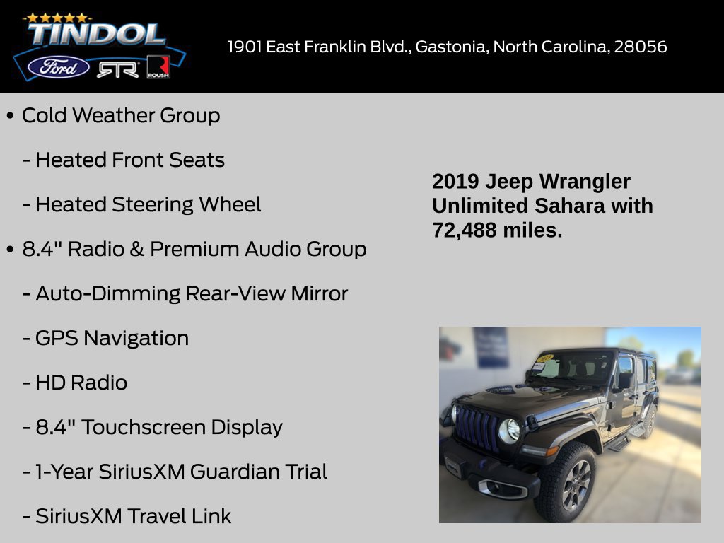 Used 2019 Jeep Wrangler Unlimited Sahara AWD/4WD image 18