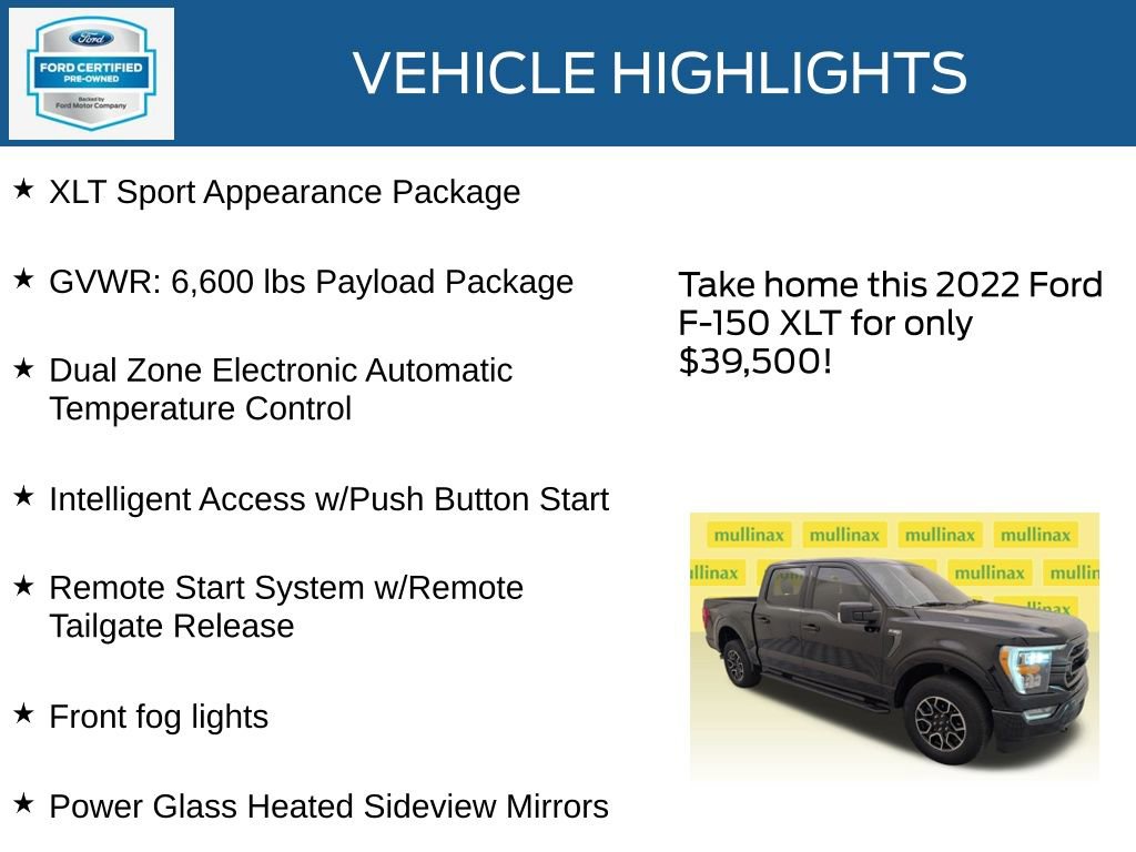 Certified 2022 Ford F150 XLT w/ Equipment Group 302A High image 35