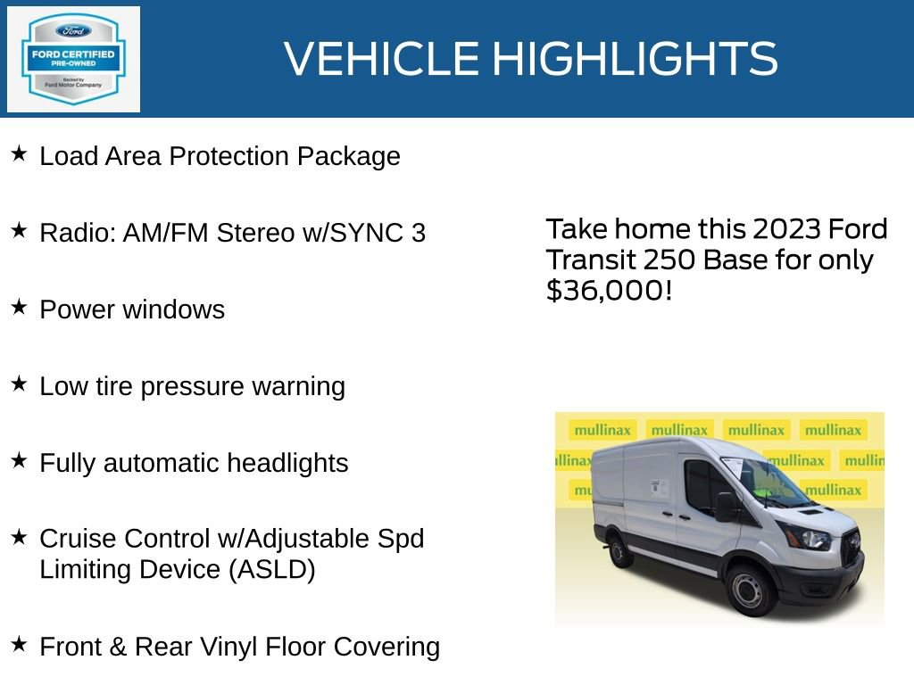 Certified 2023 Ford Transit 250 Medium Roof w/ Load Area Protection Package RWD image 23