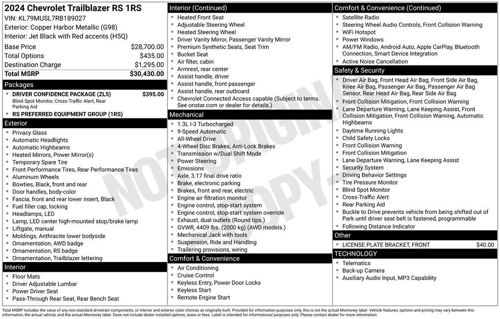 Used 2024 Chevrolet TrailBlazer RS w/ Driver Confidence Package image 7