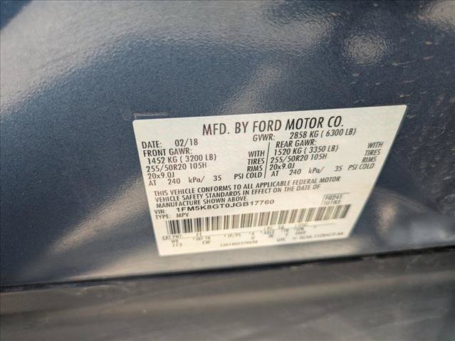 Certified 2018 Ford Explorer Sport w/ Equipment Group 401A AWD/4WD image 17