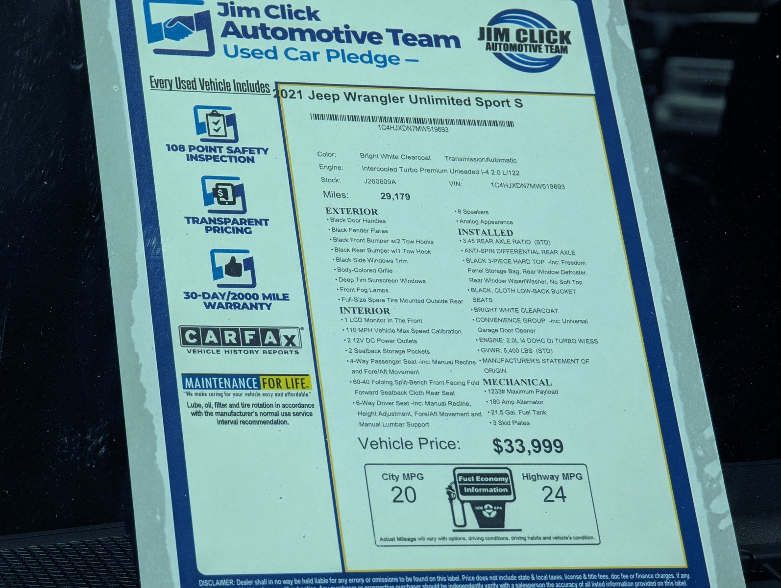 Used 2021 Jeep Wrangler Unlimited Sport AWD/4WD image 13