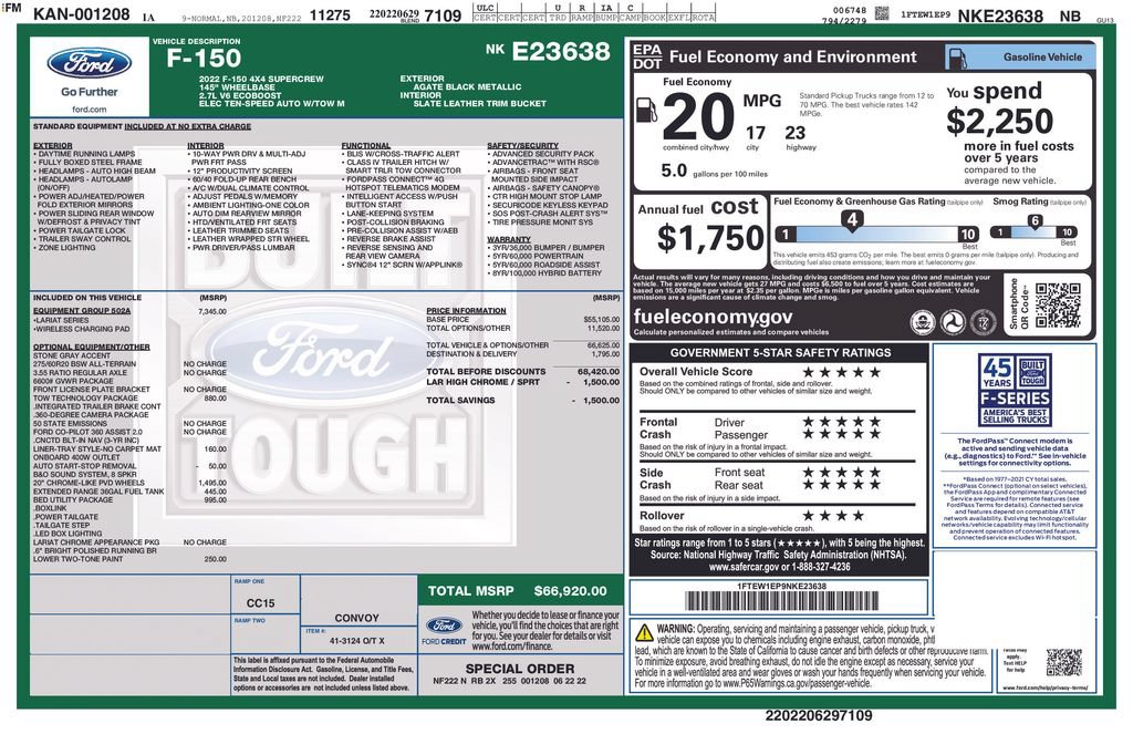 Certified 2022 Ford F150 Lariat w/ Equipment Group 502A High AWD/4WD image 21
