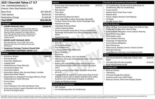 Used 2021 Chevrolet Tahoe LT w/ Luxury Package image 9