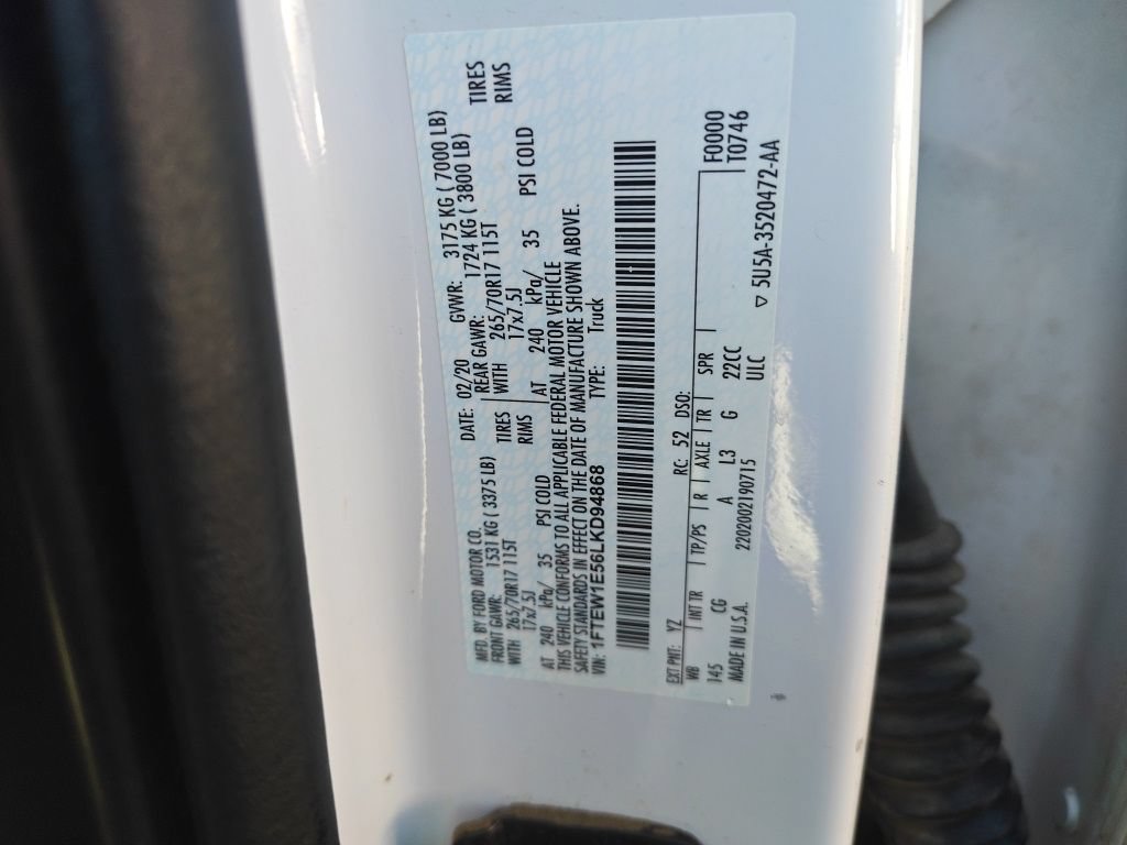 Certified 2020 Ford F150 XL w/ Equipment Group 101A Mid AWD/4WD image 14