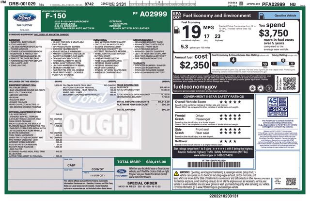 Certified 2023 Ford F150 Platinum w/ Equipment Group 701A High AWD/4WD image 36