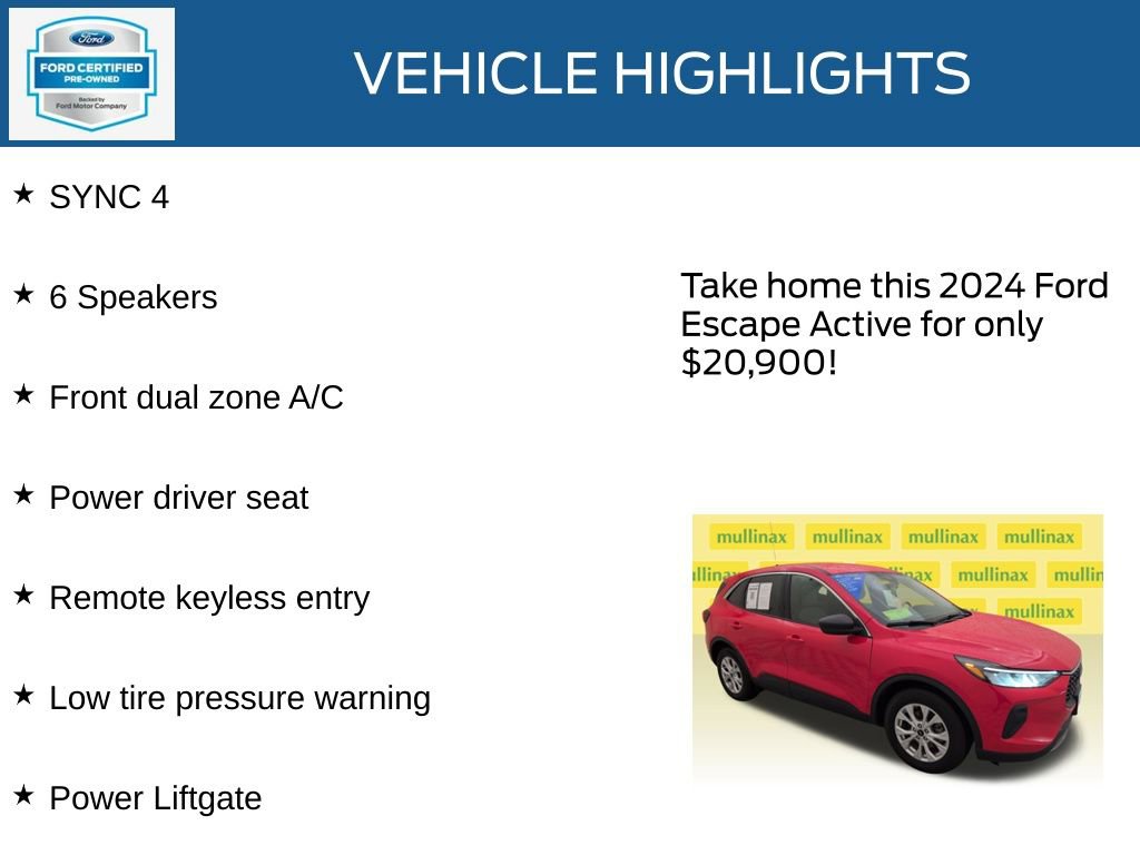 Certified 2024 Ford Escape Active FWD image 21
