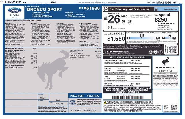 Certified 2021 Ford Bronco Sport Outer Banks AWD/4WD image 9