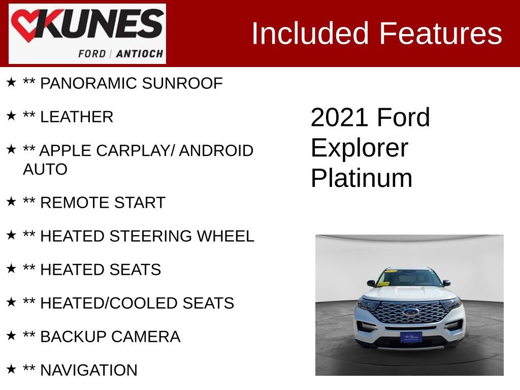 Certified 2021 Ford Explorer Platinum w/ Equipment Group 601A AWD/4WD image 3