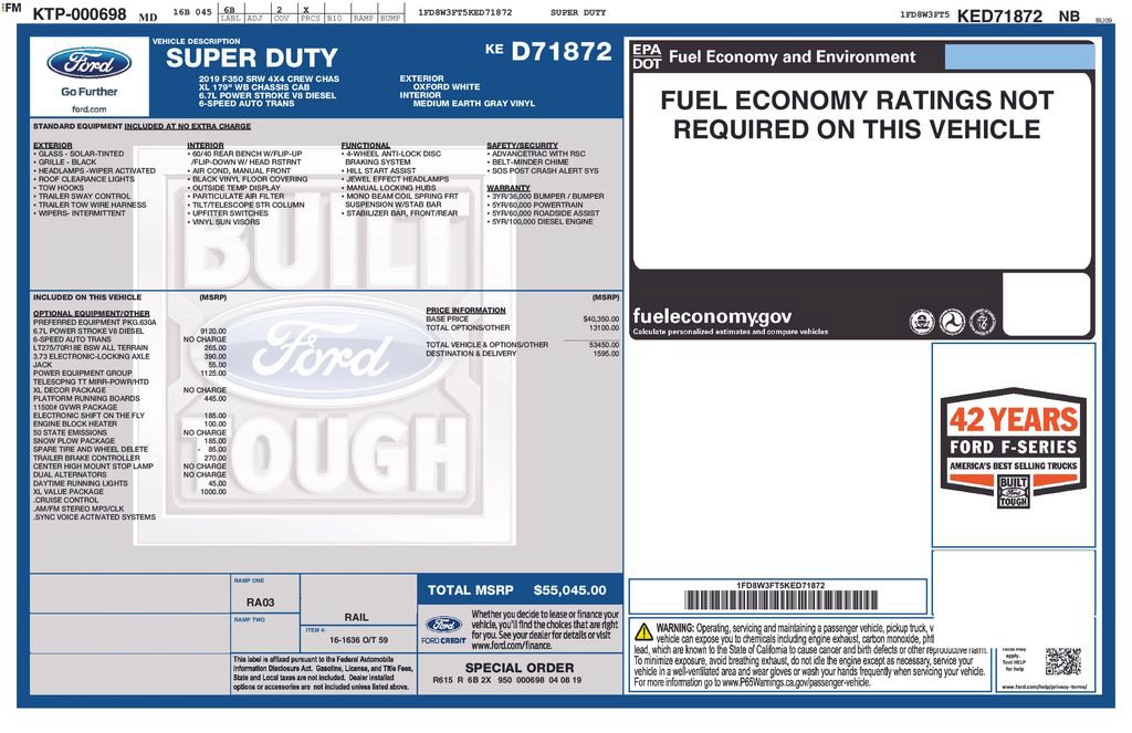 Certified 2019 Ford F350 XL w/ Power Equipment Group AWD/4WD image 3