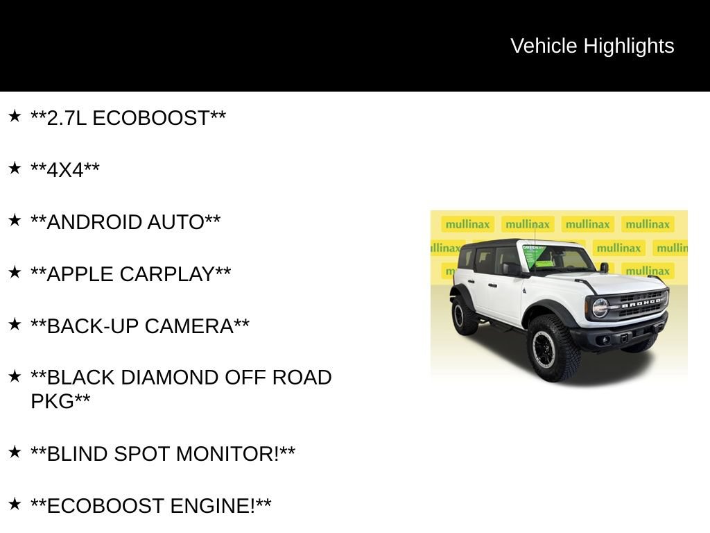 Certified 2024 Ford Bronco Black Diamond w/ Sasquatch Package AWD/4WD image 13