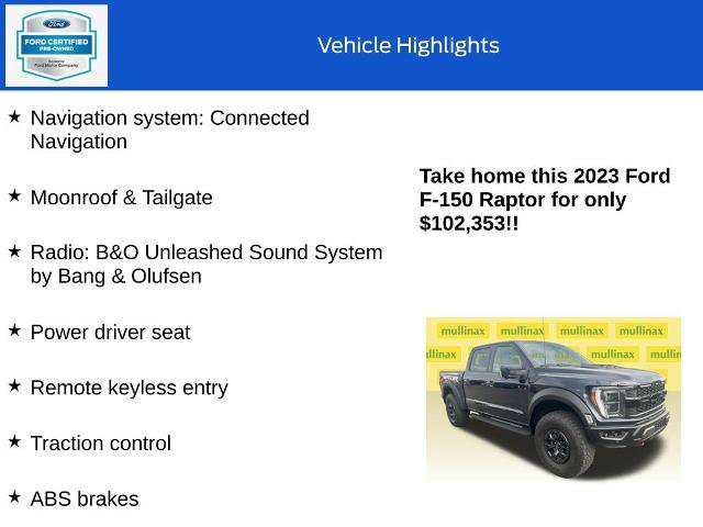 Certified 2023 Ford F150 Raptor w/ Equipment Group 802A Raptor R AWD/4WD image 10