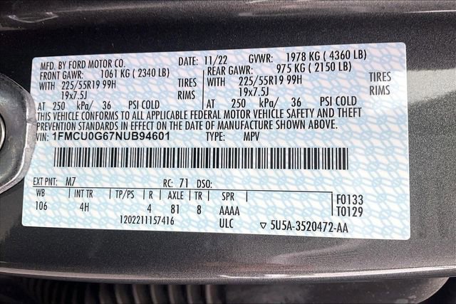 Certified 2022 Ford Escape SE w/ SE Sport Appearance Package image 34