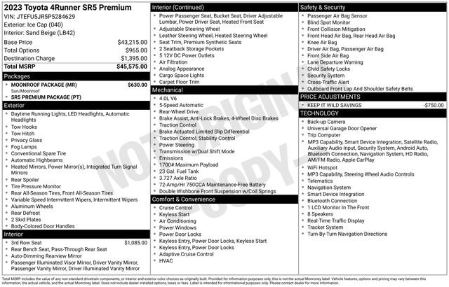 Used 2023 Toyota 4Runner SR5 Premium w/ Moonroof Package RWD image 6