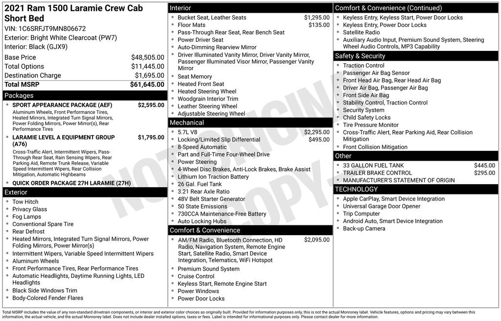 Used 2021 RAM 1500 Laramie w/ Sport Appearance Package AWD/4WD image 39