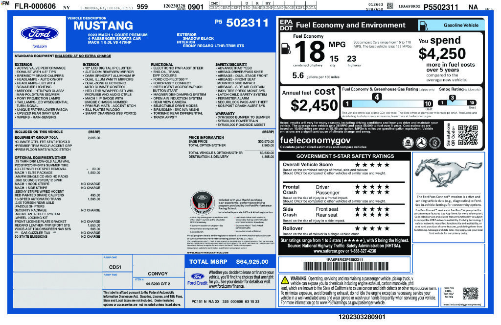 Certified 2023 Ford Mustang Mach 1 w/ Equipment Group 700A RWD image 18