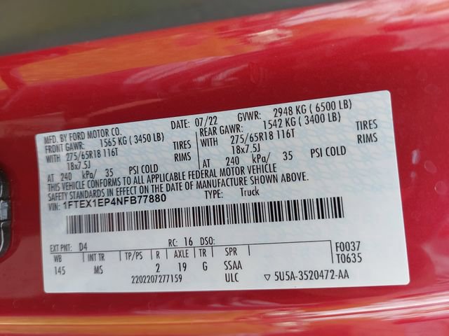 Certified 2022 Ford F150 XLT w/ Equipment Group 302A High image 32